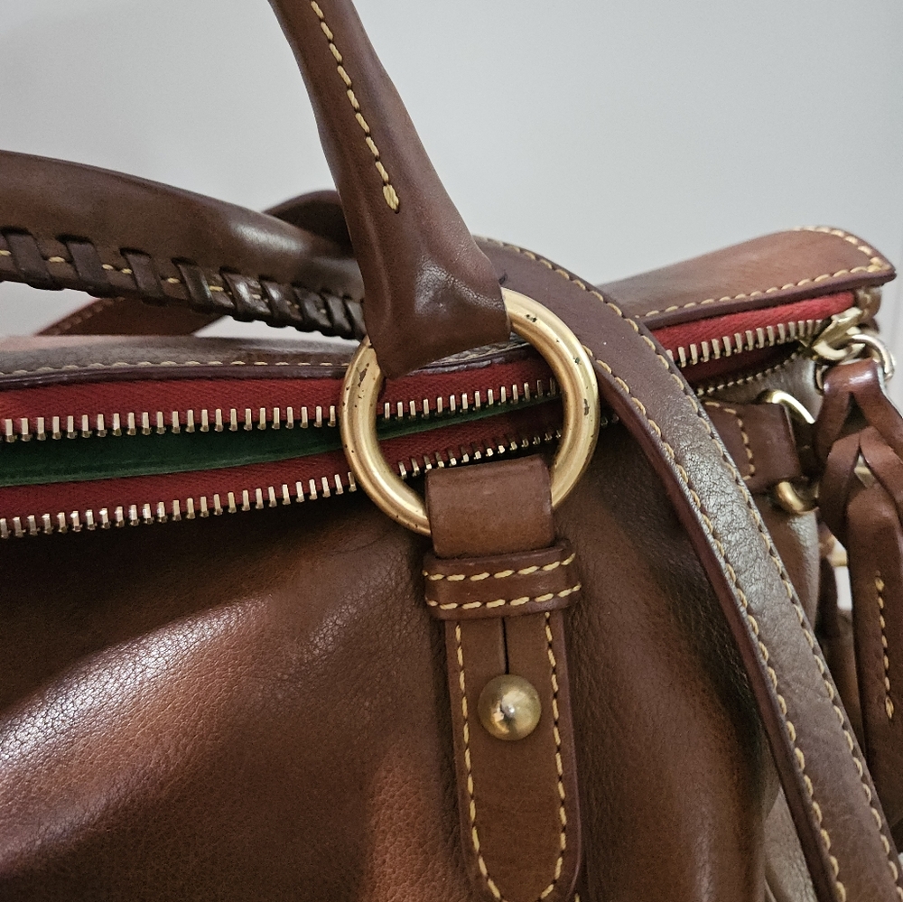 Dooney and Bourke Large chestnut florentine leather satchel with tassels - Picture 10 of 13